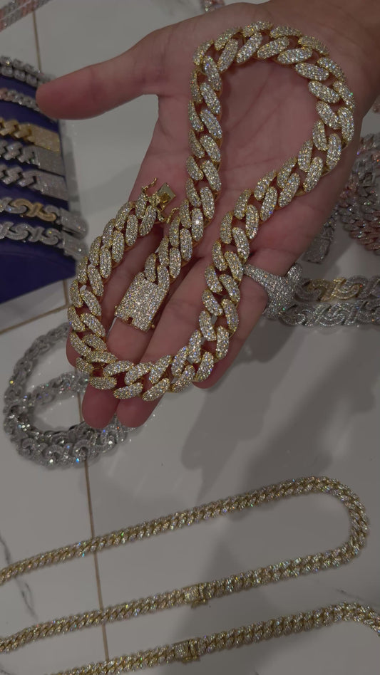 VVS MOISSANITE CUBAN CHAIN (YELLOW GOLD)