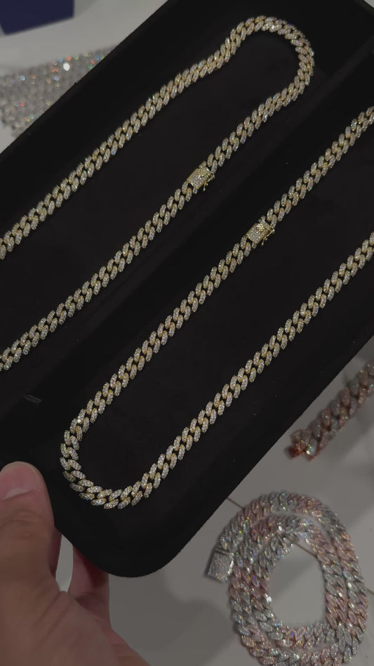 VVS MOISSANITE CUBAN CHAIN (YELLOW GOLD)